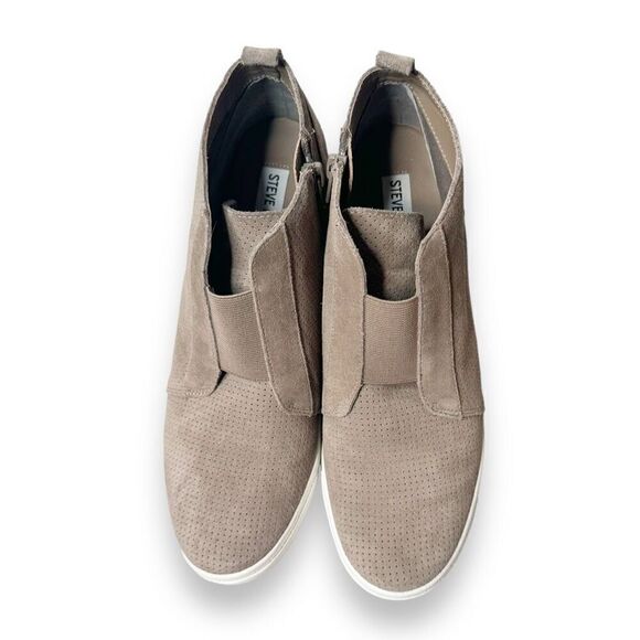 Steve Madden Wavery Hidden Wedge Taupe Suede Leather Sneaker Women’s Size 9.5 - Picture 2 of 8